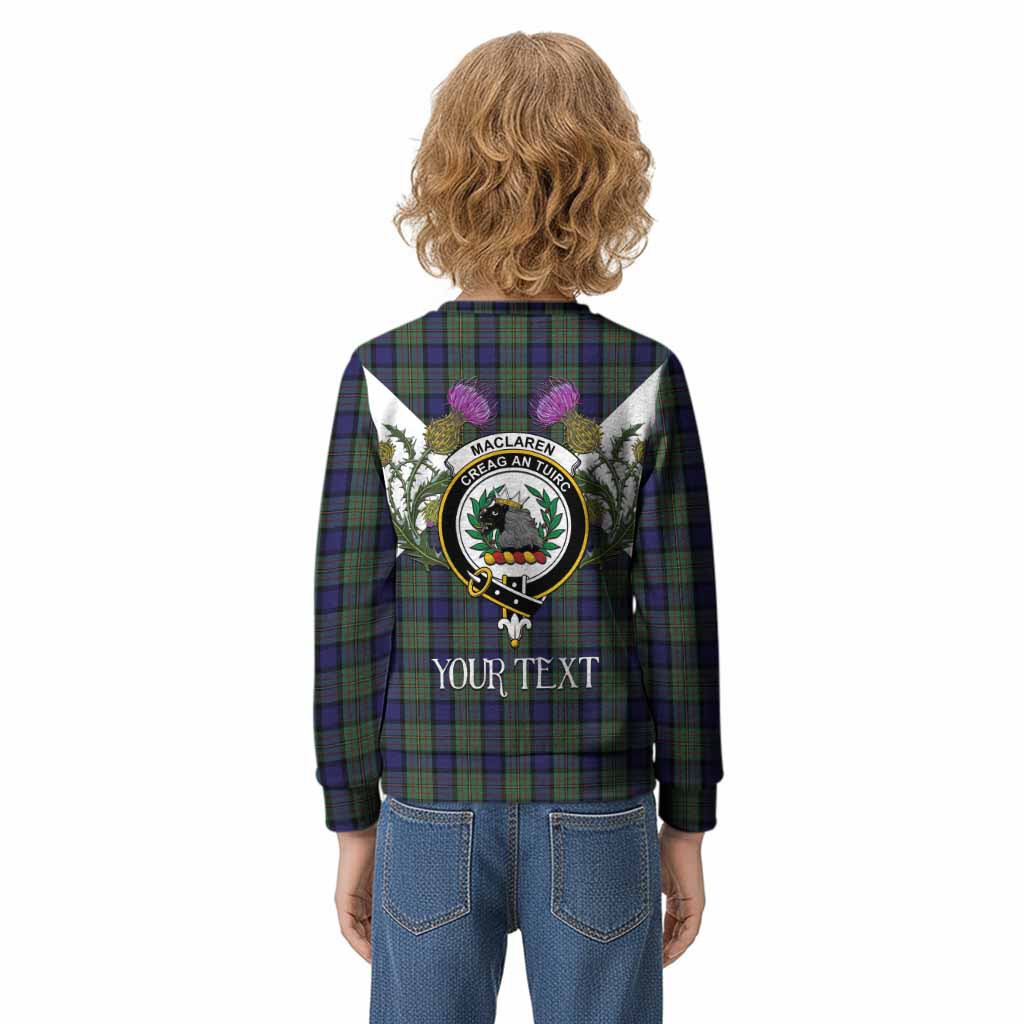 MacLaren (McLaren) Tartan Family Crest Kid Knitted Sweatshirt Scottish Burns Night Thistle Floral