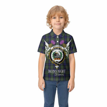 MacLaren (McLaren) Tartan Family Crest Kid Polo Shirt Scottish Burns Night Thistle Floral