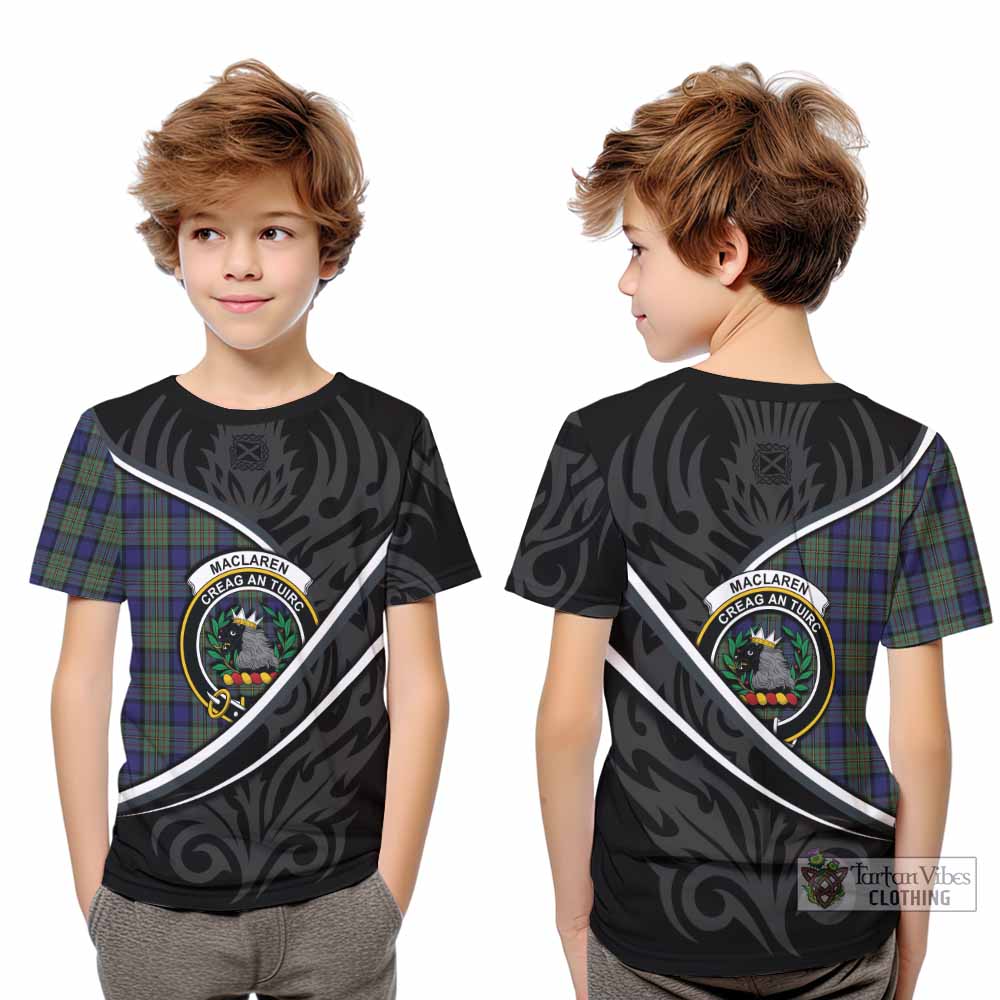 MacLaren (McLaren) Tartan Family Crest Kid T-shirt Celtic Scottish Thistle Floral - Tartan Vibes Clothing