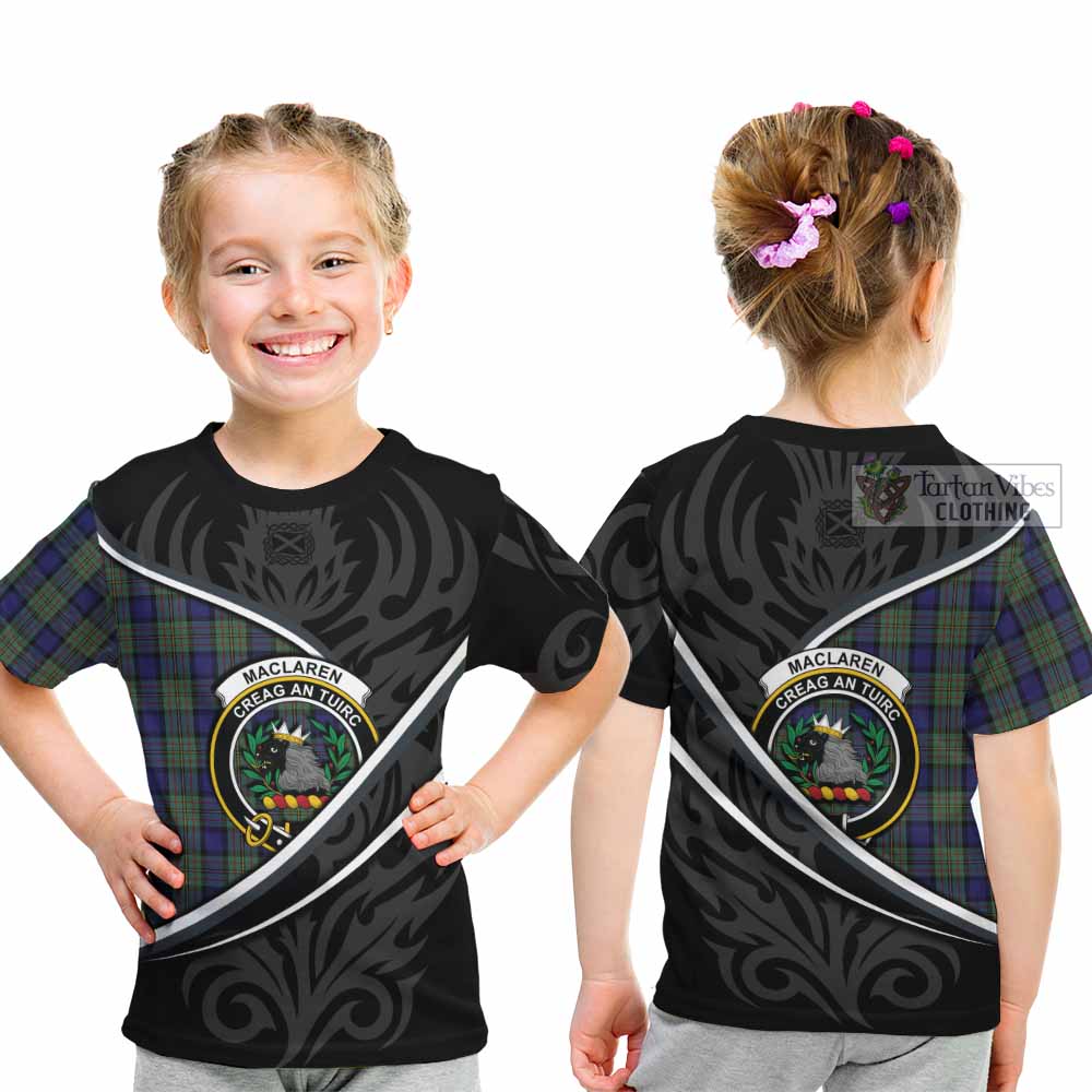 MacLaren (McLaren) Tartan Family Crest Kid T-shirt Celtic Scottish Thistle Floral - Tartan Vibes Clothing