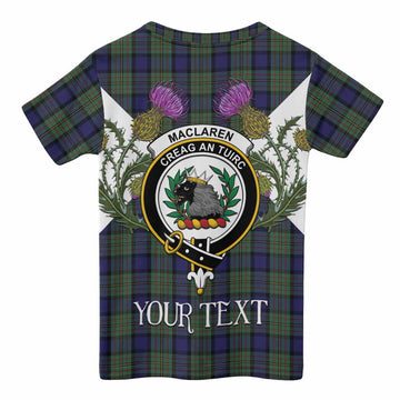 MacLaren (McLaren) Tartan Family Crest Kid T-shirt Scottish Burns Night Thistle Floral