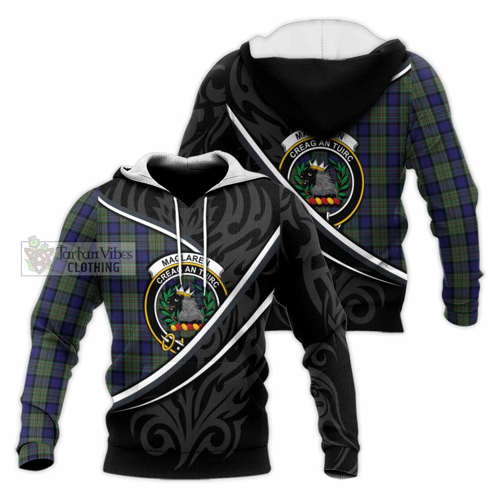MacLaren (McLaren) Tartan Family Crest Knitted Hoodie Celtic Scottish Thistle Floral - Tartan Vibes Clothing