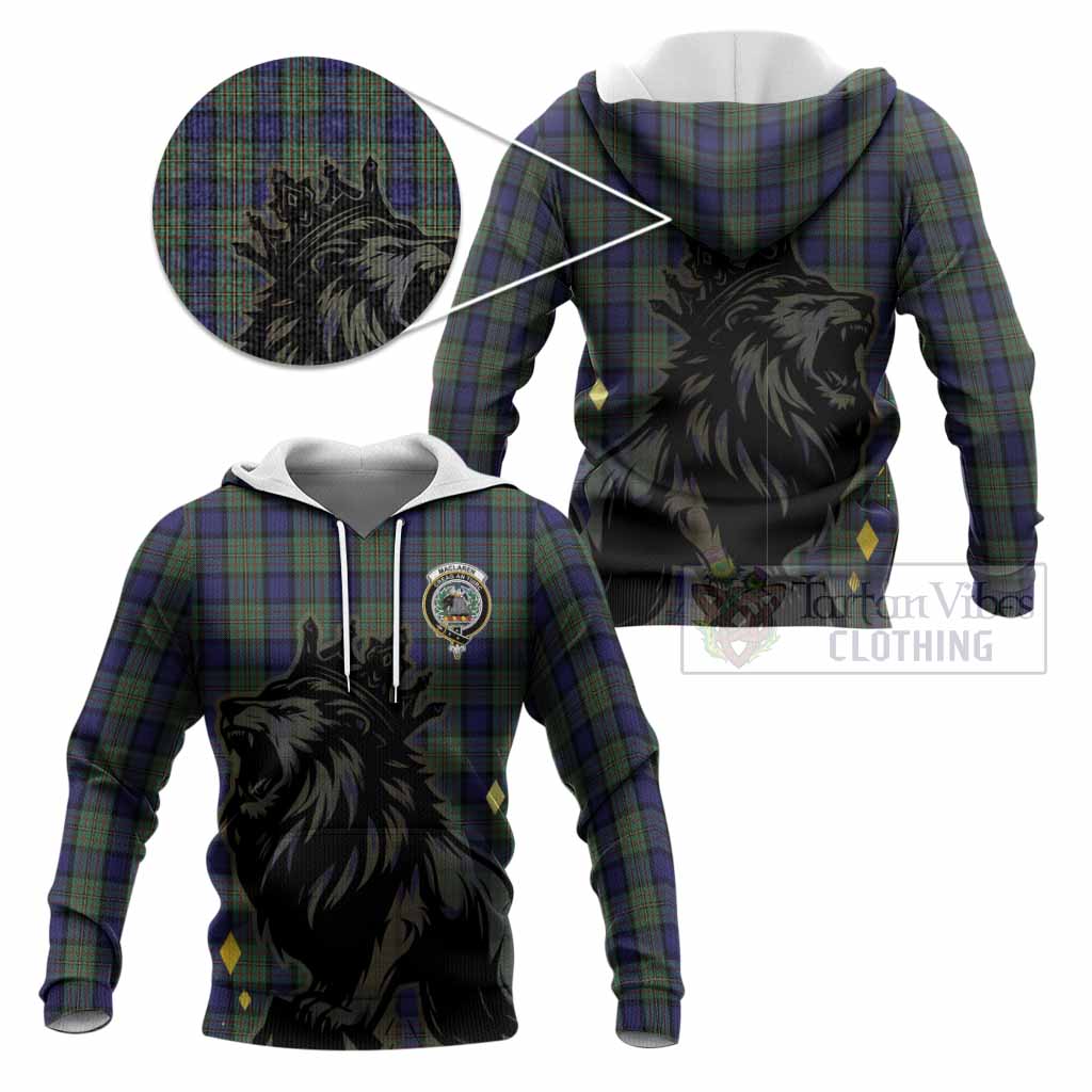 MacLaren (McLaren) Tartan Family Crest Knitted Hoodie Crowned Lion Roaring