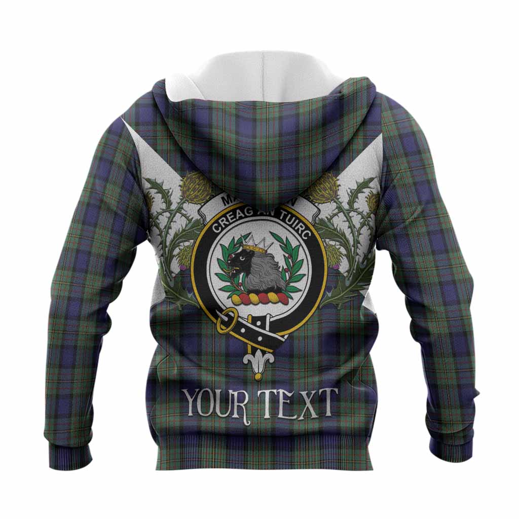 MacLaren (McLaren) Tartan Family Crest Knitted Hoodie Scottish Burns Night Thistle Floral