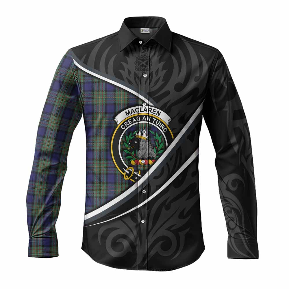 MacLaren (McLaren) Tartan Family Crest Long Sleeve Button Shirts Celtic Scottish Thistle Floral - Tartan Vibes Clothing