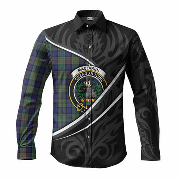 MacLaren (McLaren) Tartan Family Crest Long Sleeve Button Shirts Celtic Scottish Thistle Floral - Tartan Vibes Clothing