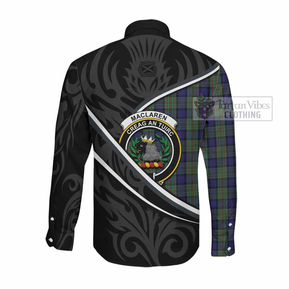 MacLaren (McLaren) Tartan Family Crest Long Sleeve Button Shirts Celtic Scottish Thistle Floral - Tartan Vibes Clothing