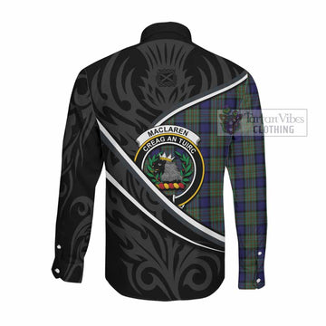 MacLaren (McLaren) Tartan Family Crest Long Sleeve Button Shirts Celtic Scottish Thistle Floral - Tartan Vibes Clothing