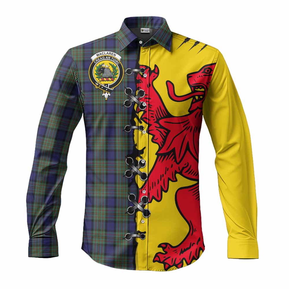 MacLaren (McLaren) Tartan Family Crest Long Sleeve Button Shirts Lion Rampant Honor - Tartan Vibes Clothing