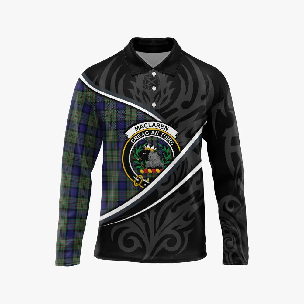 MacLaren (McLaren) Tartan Family Crest Long Sleeve Polo Shirt Celtic Scottish Thistle Floral - Tartan Vibes Clothing
