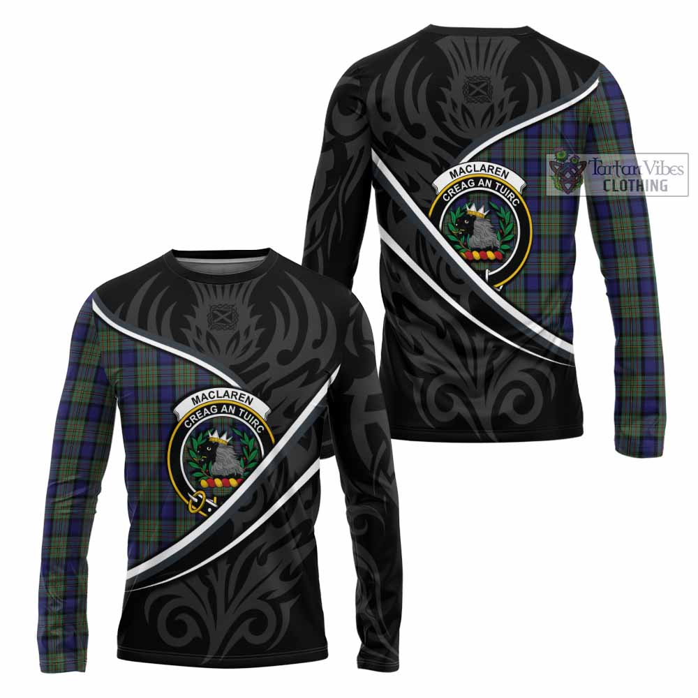 MacLaren (McLaren) Tartan Family Crest Long Sleeve T-Shirt Celtic Scottish Thistle Floral - Tartan Vibes Clothing