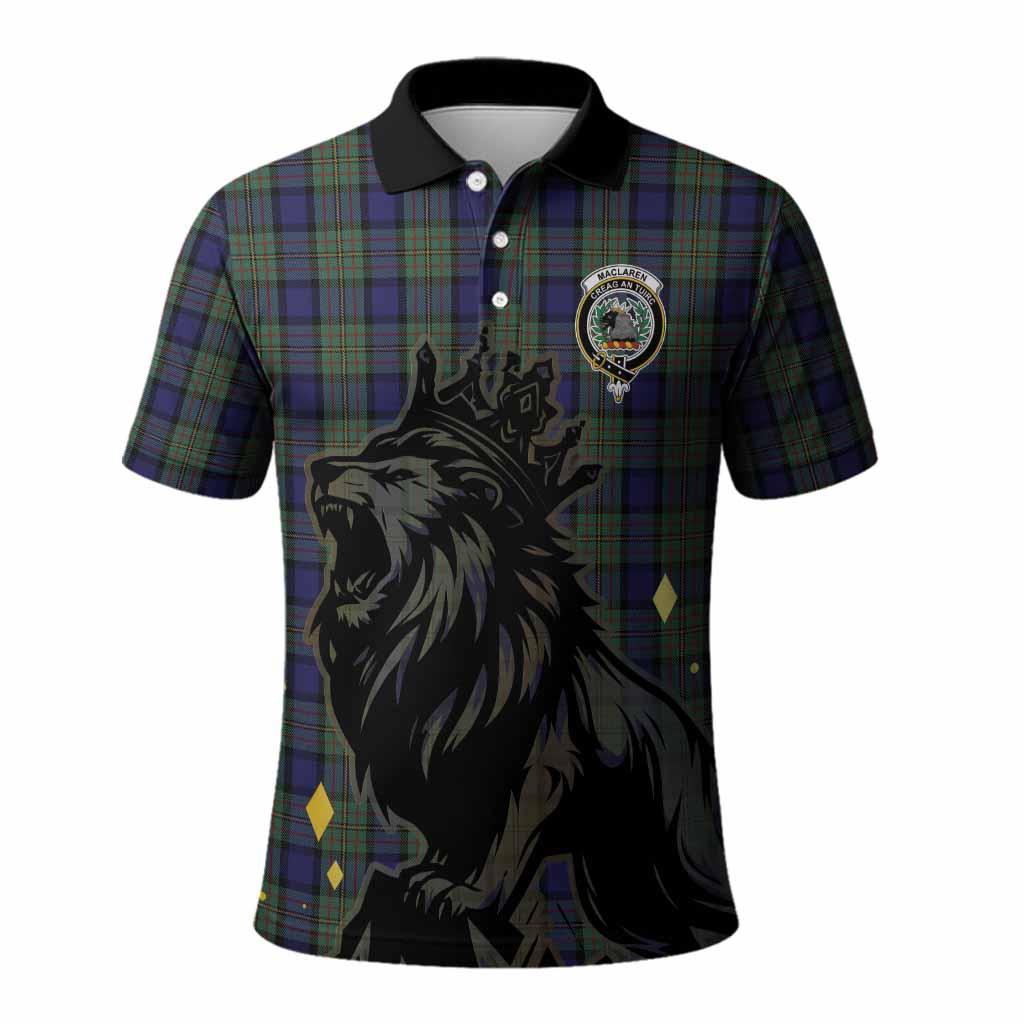 MacLaren (McLaren) Tartan Family Crest Polo Shirt Crowned Lion Roaring