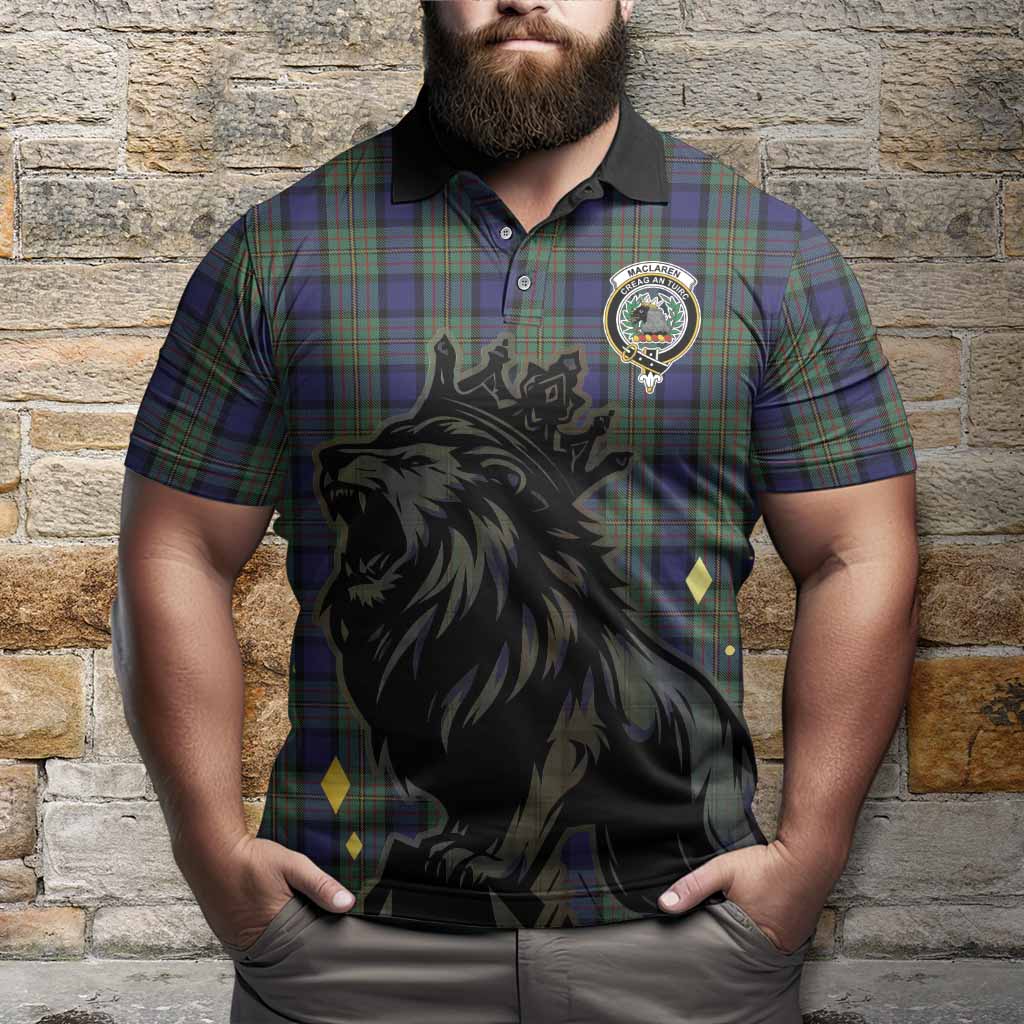 MacLaren (McLaren) Tartan Family Crest Polo Shirt Crowned Lion Roaring