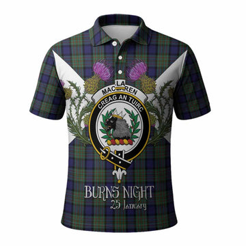 MacLaren (McLaren) Tartan Family Crest Polo Shirt Scottish Burns Night Thistle Floral