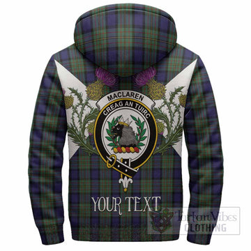 MacLaren (McLaren) Tartan Family Crest Sherpa Hoodie Scottish Burns Night Thistle Floral