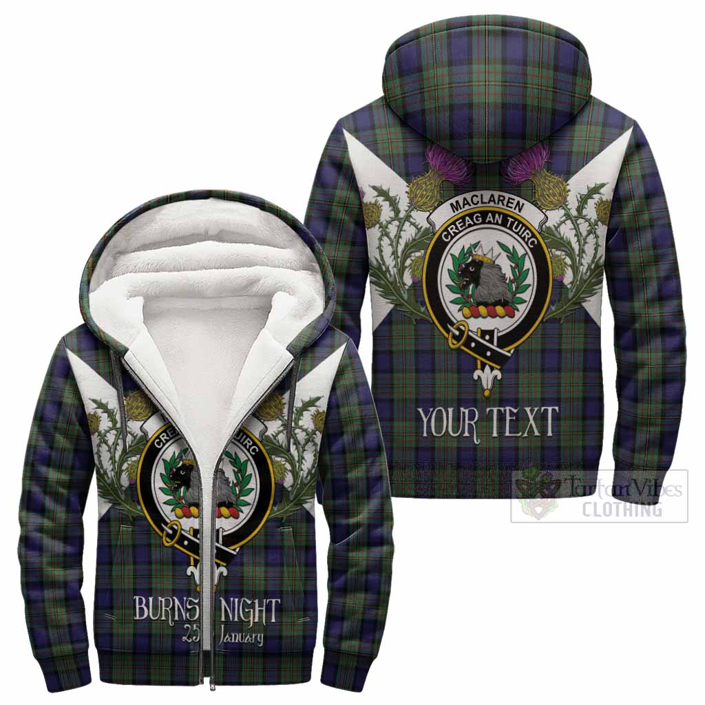 MacLaren (McLaren) Tartan Family Crest Sherpa Hoodie Scottish Burns Night Thistle Floral