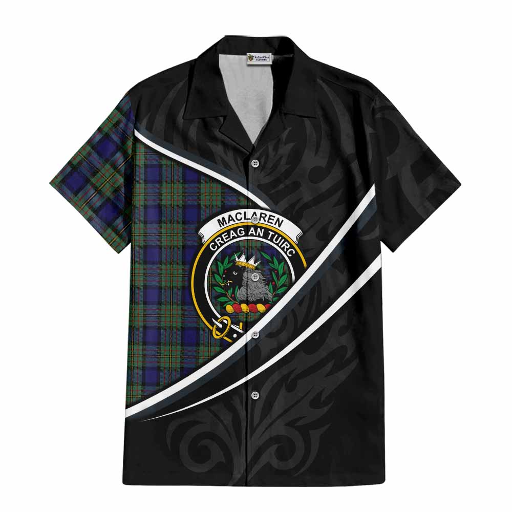 MacLaren (McLaren) Tartan Family Crest Short Sleeve Button Shirt Celtic Scottish Thistle Floral - Tartan Vibes Clothing