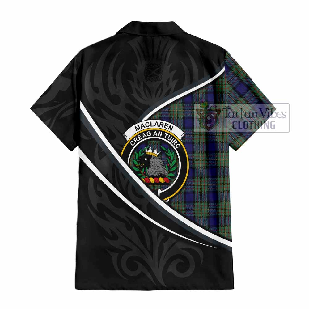 MacLaren (McLaren) Tartan Family Crest Short Sleeve Button Shirt Celtic Scottish Thistle Floral - Tartan Vibes Clothing
