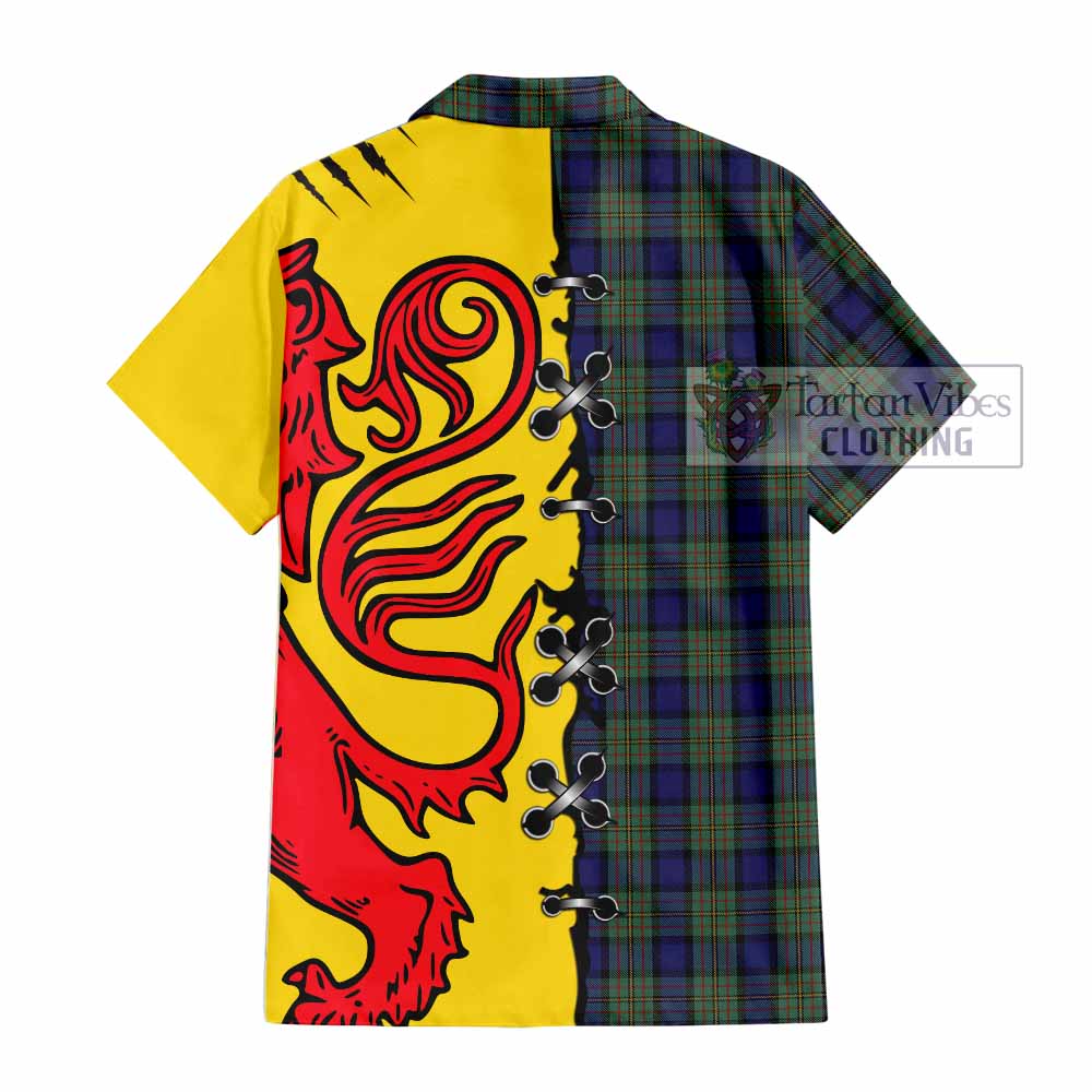 MacLaren (McLaren) Tartan Family Crest Short Sleeve Button Shirt Lion Rampant Honor - Tartan Vibes Clothing