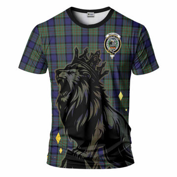 MacLaren (McLaren) Tartan Family Crest T-Shirt Crowned Lion Roaring
