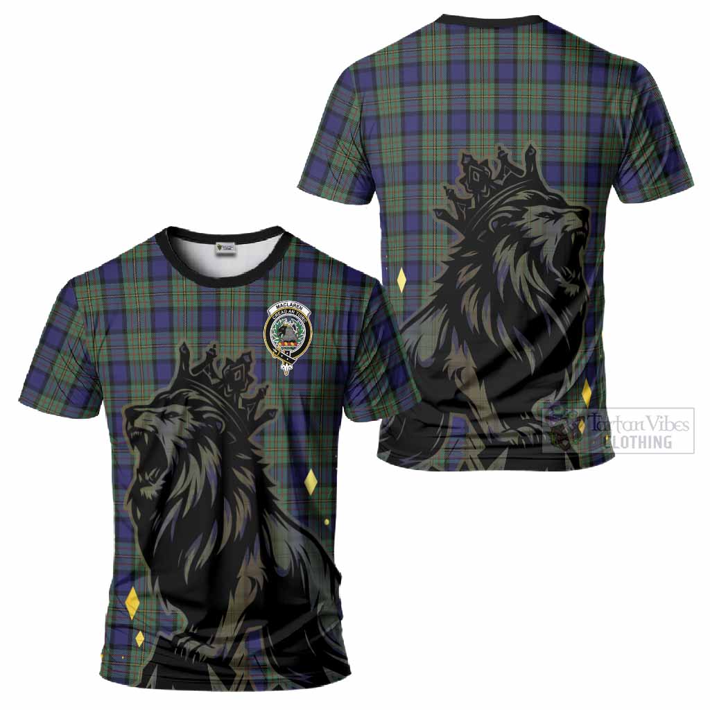 MacLaren (McLaren) Tartan Family Crest T-Shirt Crowned Lion Roaring