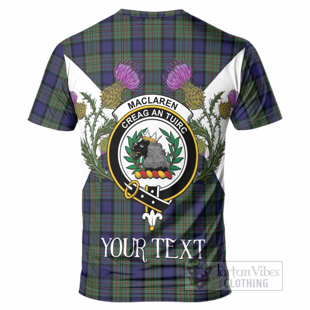 MacLaren (McLaren) Tartan Family Crest T-Shirt Scottish Burns Night Thistle Floral