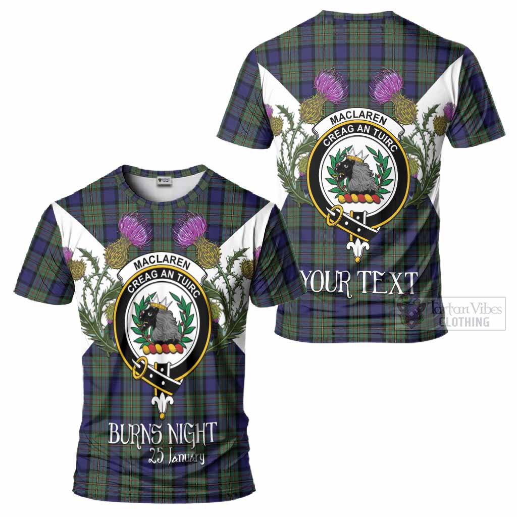 MacLaren (McLaren) Tartan Family Crest T-Shirt Scottish Burns Night Thistle Floral