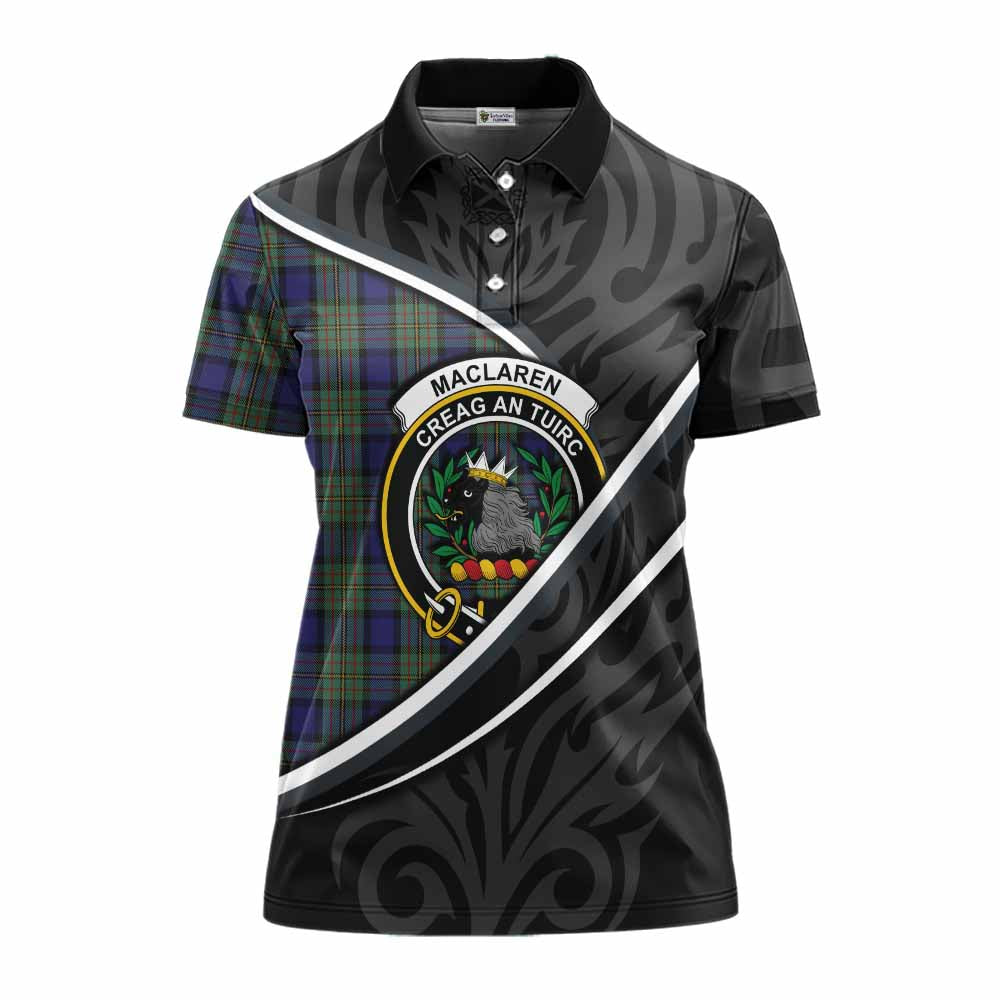 MacLaren (McLaren) Tartan Family Crest Women's Polo Shirt Celtic Scottish Thistle Floral - Tartan Vibes Clothing