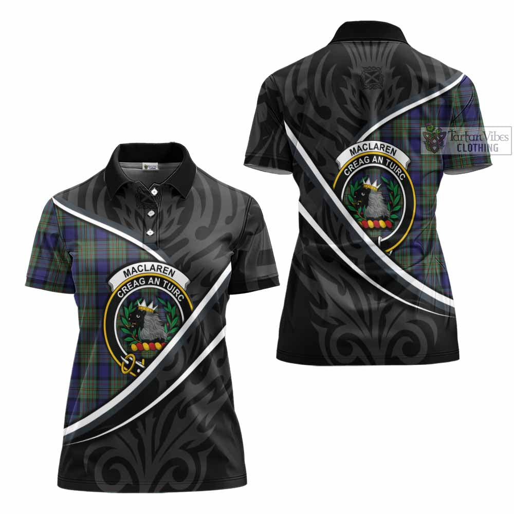 MacLaren (McLaren) Tartan Family Crest Women's Polo Shirt Celtic Scottish Thistle Floral - Tartan Vibes Clothing