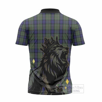 MacLaren (McLaren) Tartan Family Crest Zipper Polo Shirt Crowned Lion Roaring