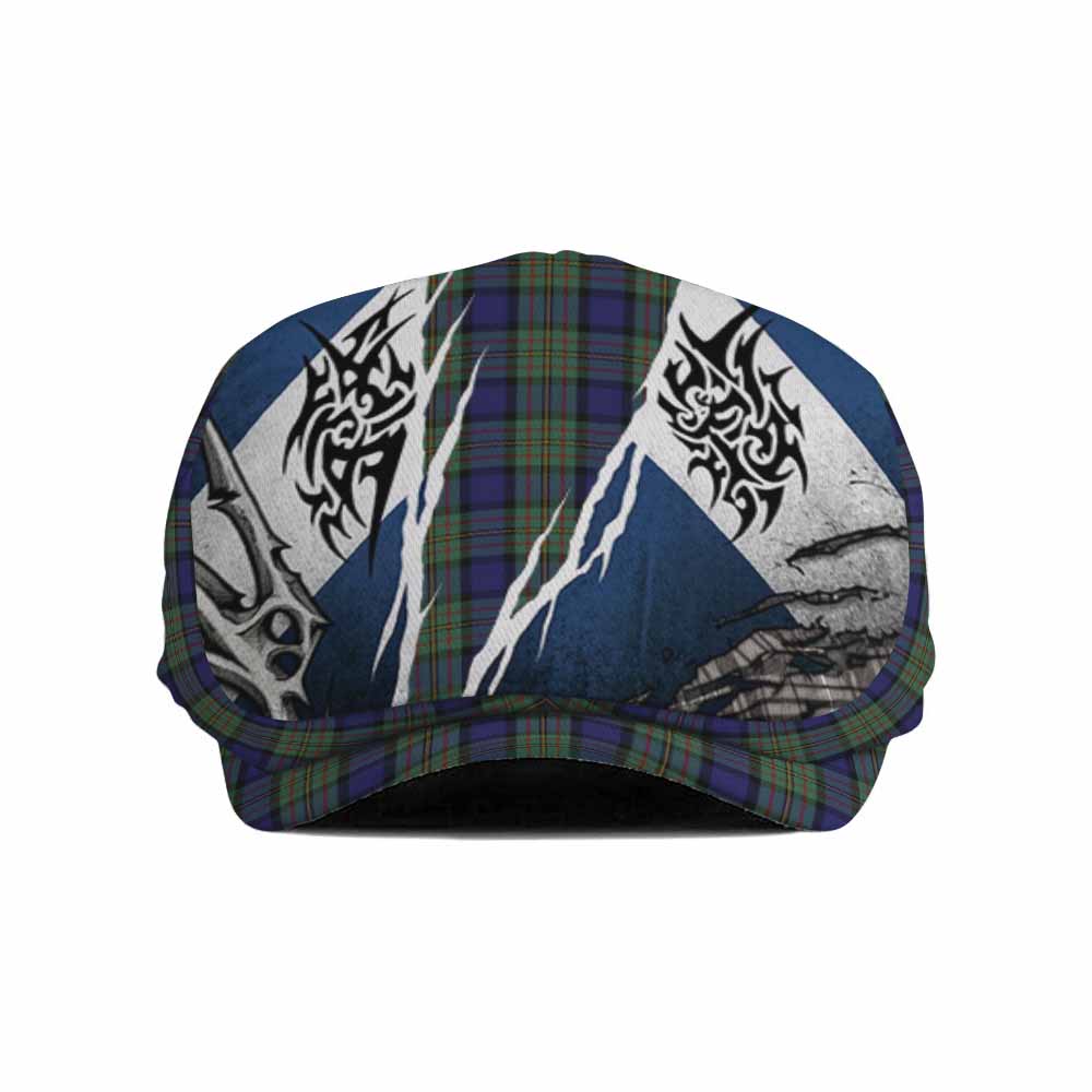 MacLaren (McLaren) Tartan Flat Cap, Jeff Cap Scotland Flag Ripped Tribal Design