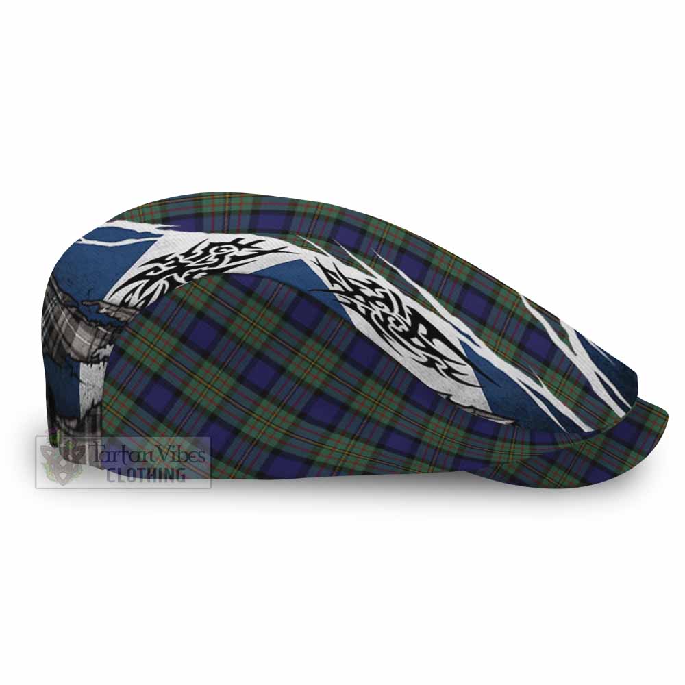 MacLaren (McLaren) Tartan Flat Cap, Jeff Cap Scotland Flag Ripped Tribal Design
