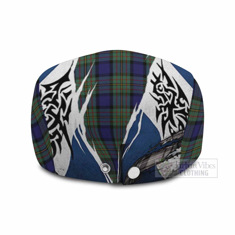MacLaren (McLaren) Tartan Flat Cap, Jeff Cap Scotland Flag Ripped Tribal Design
