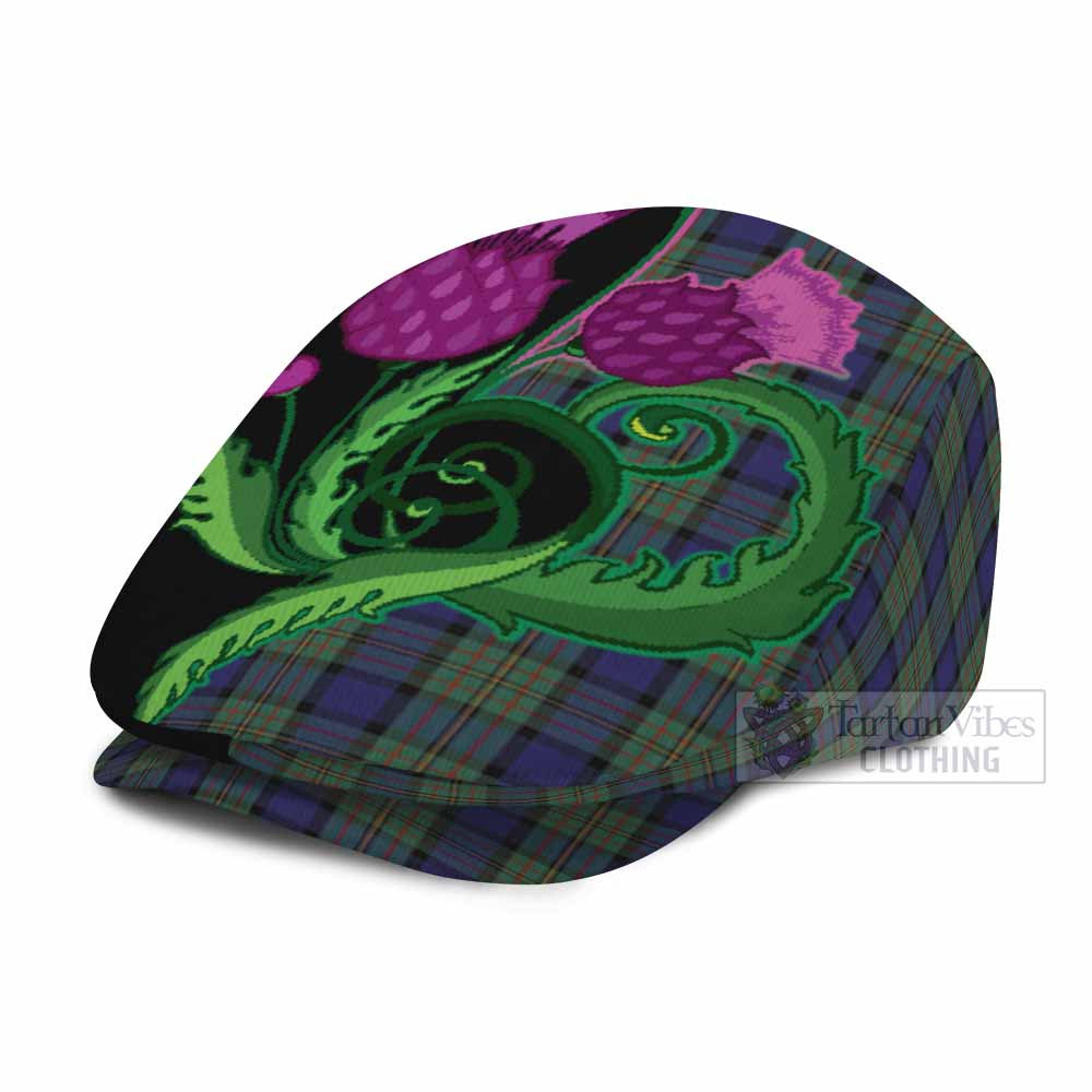 MacLaren (McLaren) Tartan Flat Cap, Jeff Cap Traditional Scottish Thistle