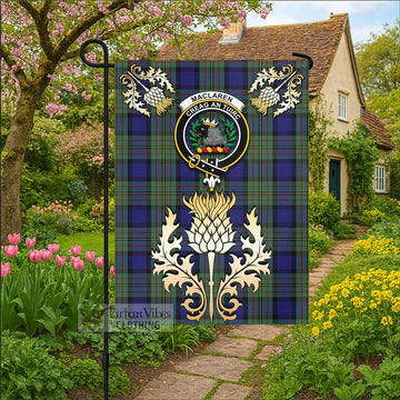 MacLaren (McLaren) Tartan Garden Flag with Golden Regal Scottish Thistle Emblem - Tartan Vibes Clothing