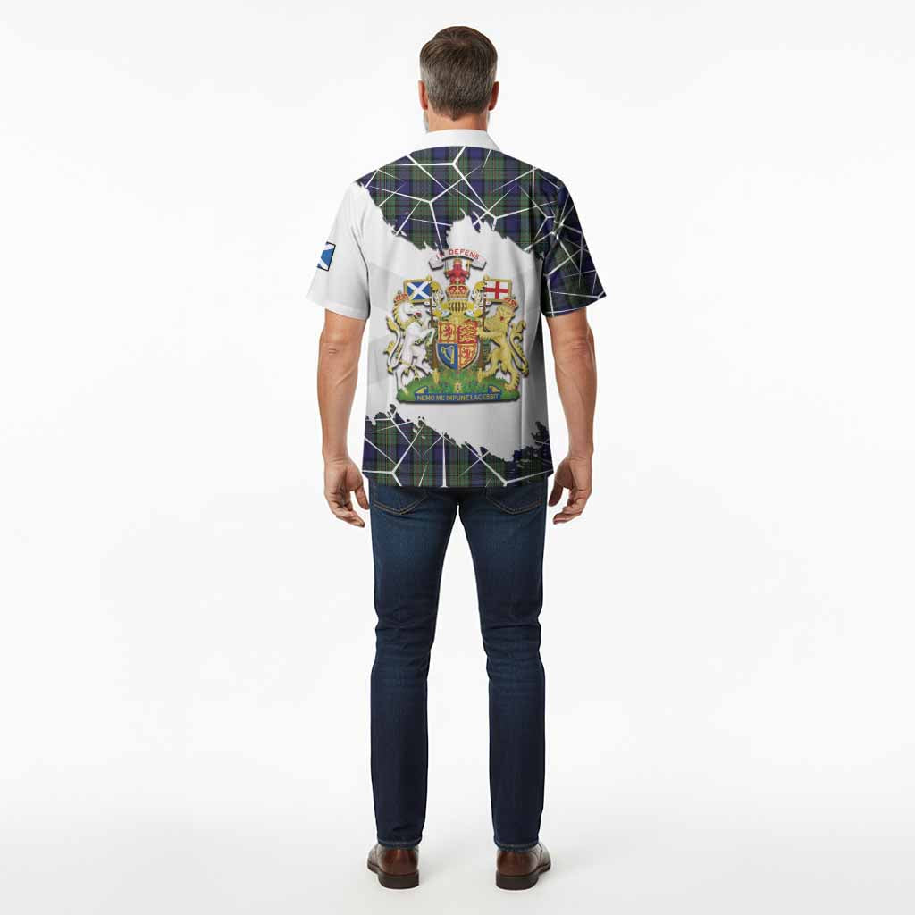 MacLaren (McLaren) Tartan Hawaiian Shirt with Family Crest and Lion Rampant Grunge Style