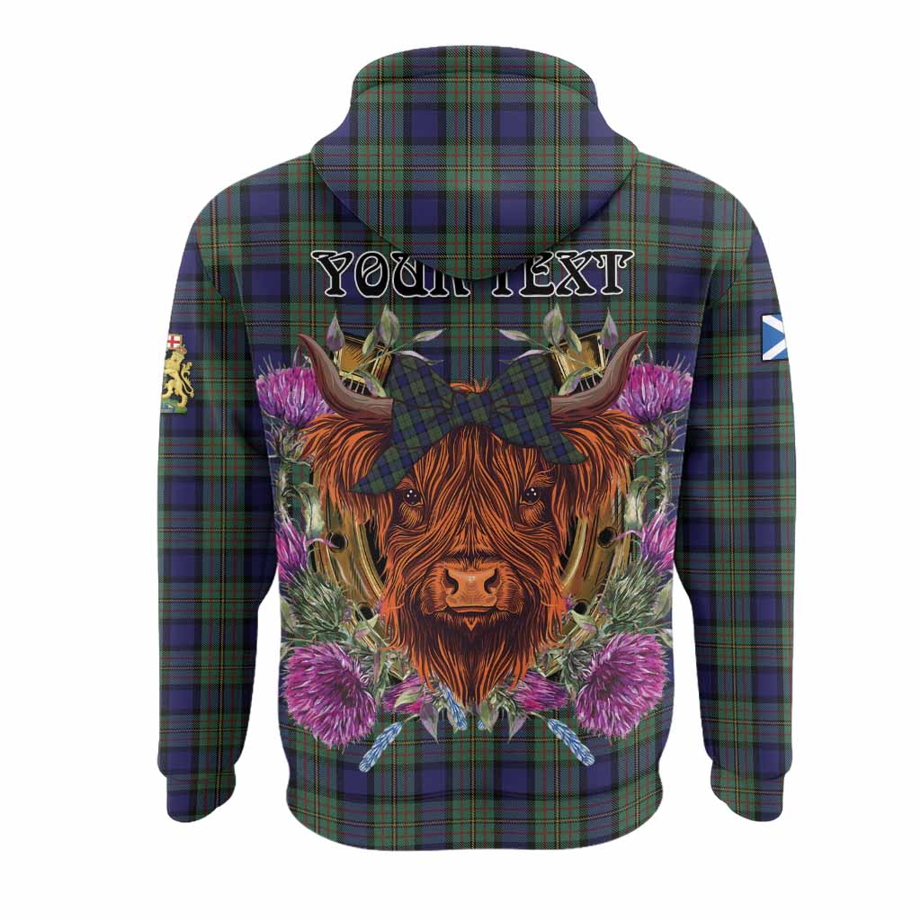 MacLaren (McLaren) Tartan Hoodie Scottish Thistle Heilan Coo