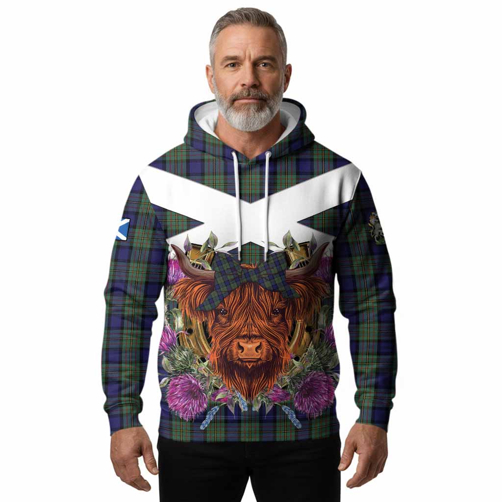 MacLaren (McLaren) Tartan Hoodie Scottish Thistle Heilan Coo