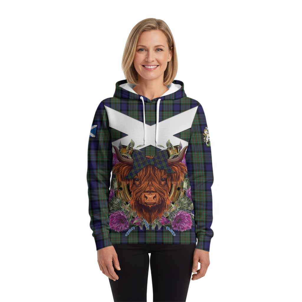 MacLaren (McLaren) Tartan Hoodie Scottish Thistle Heilan Coo
