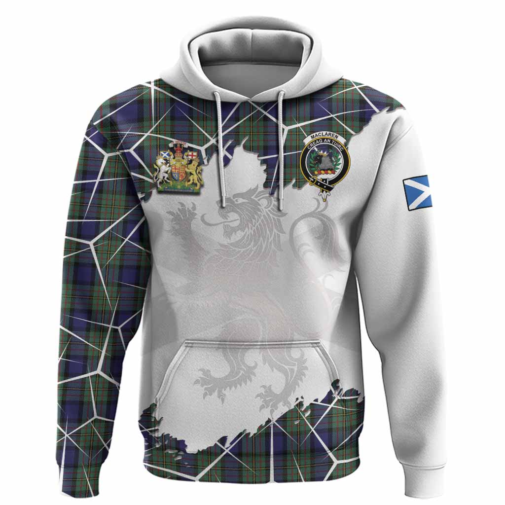 MacLaren (McLaren) Tartan Hoodie with Family Crest and Lion Rampant Grunge Style