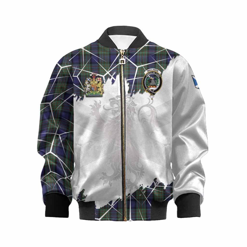 MacLaren (McLaren) Tartan Kid Bomber Jacket with Family Crest and Lion Rampant Grunge Style