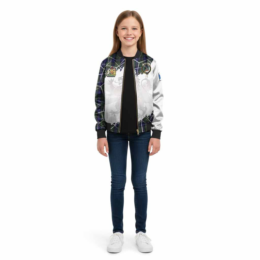 MacLaren (McLaren) Tartan Kid Bomber Jacket with Family Crest and Lion Rampant Grunge Style