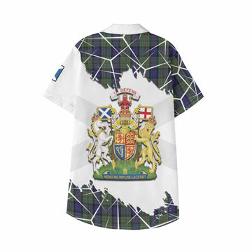 MacLaren (McLaren) Tartan Kid Hawaiian Shirt with Family Crest and Lion Rampant Grunge Style