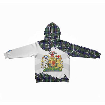 MacLaren (McLaren) Tartan Kid Hoodie with Family Crest and Lion Rampant Grunge Style