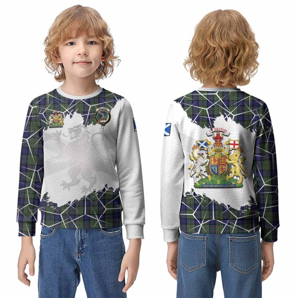 MacLaren (McLaren) Tartan Kid Knitted Sweatshirt with Family Crest and Lion Rampant Grunge Style