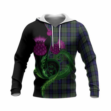 MacLaren (McLaren) Tartan Knitted Hoodie Traditional Scottish Thistle