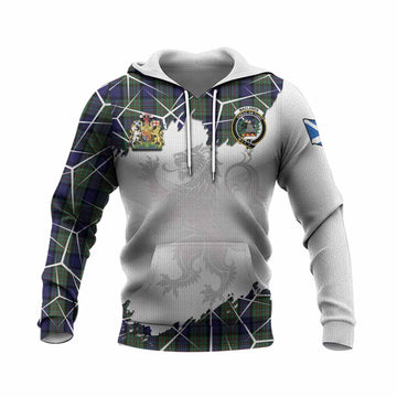MacLaren (McLaren) Tartan Knitted Hoodie with Family Crest and Lion Rampant Grunge Style