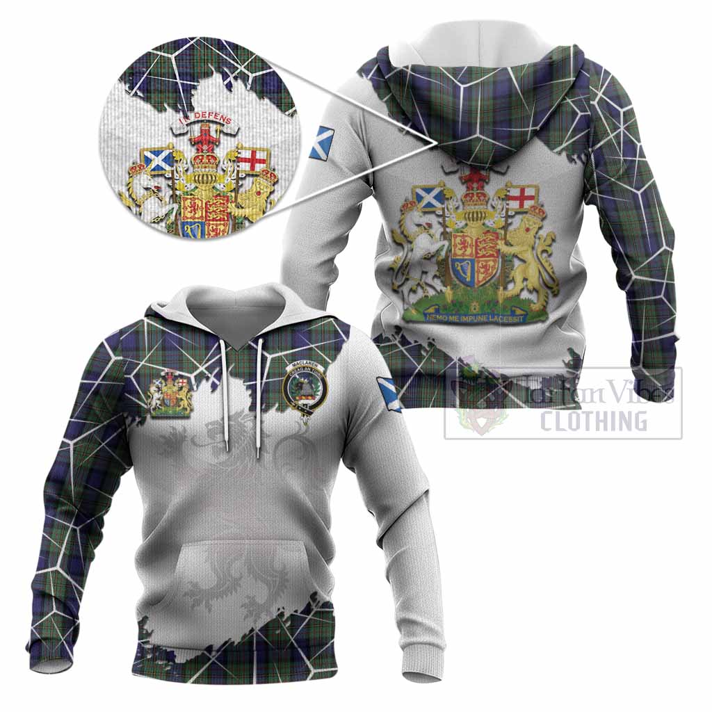 MacLaren (McLaren) Tartan Knitted Hoodie with Family Crest and Lion Rampant Grunge Style