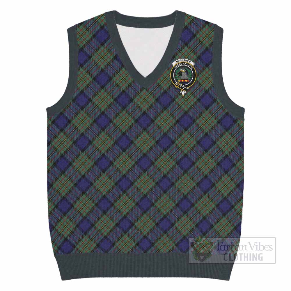 MacLaren (McLaren) Tartan Knitted V-Neck Vest with Family Crest Cross Style