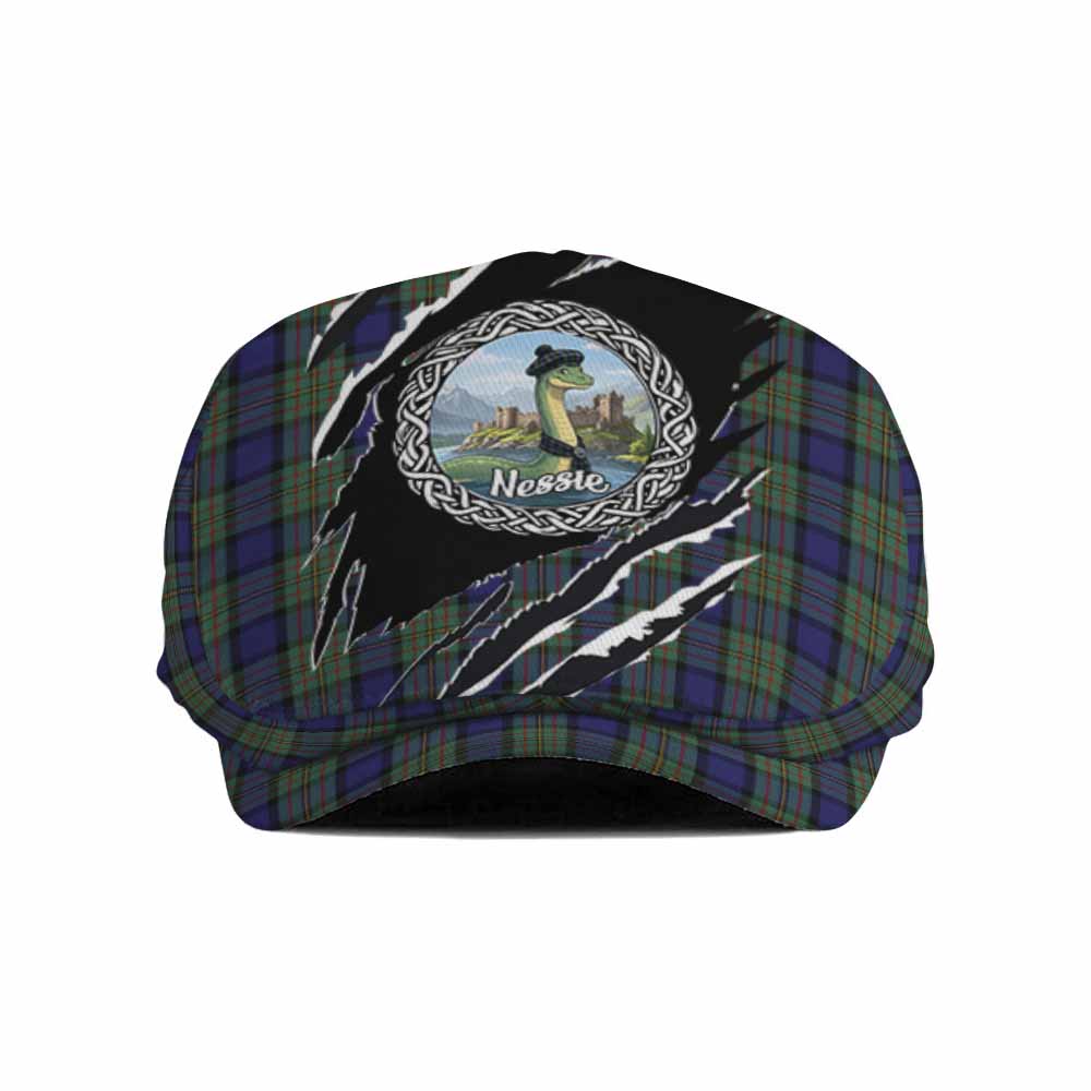 MacLaren (McLaren) Tartan Loch Ness Monster Flat Cap, Jeff Cap Celtic Knot Nessie Art